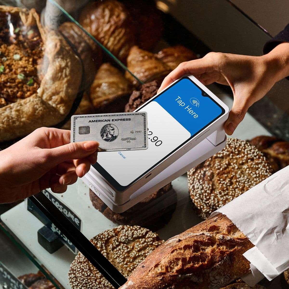 Zeller - Amex tap on Terminal 2 in White, bakery