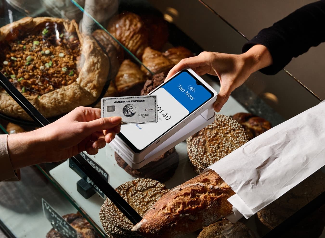 Zeller - Amex tap on Terminal 2 in White, bakery