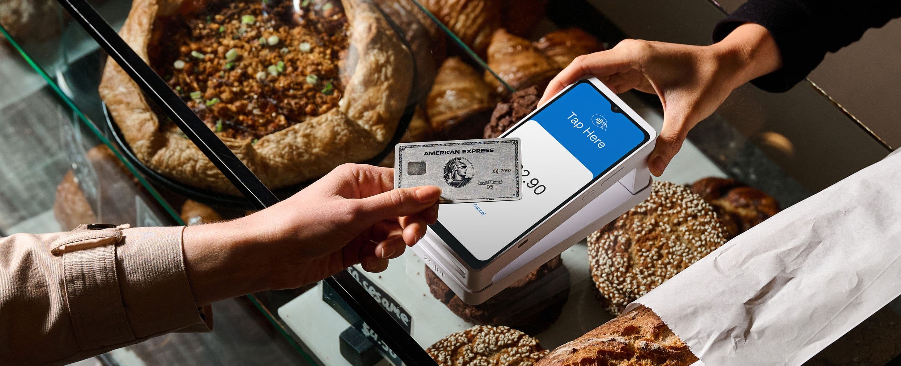 Zeller - Amex tap on Terminal 2 in White, bakery