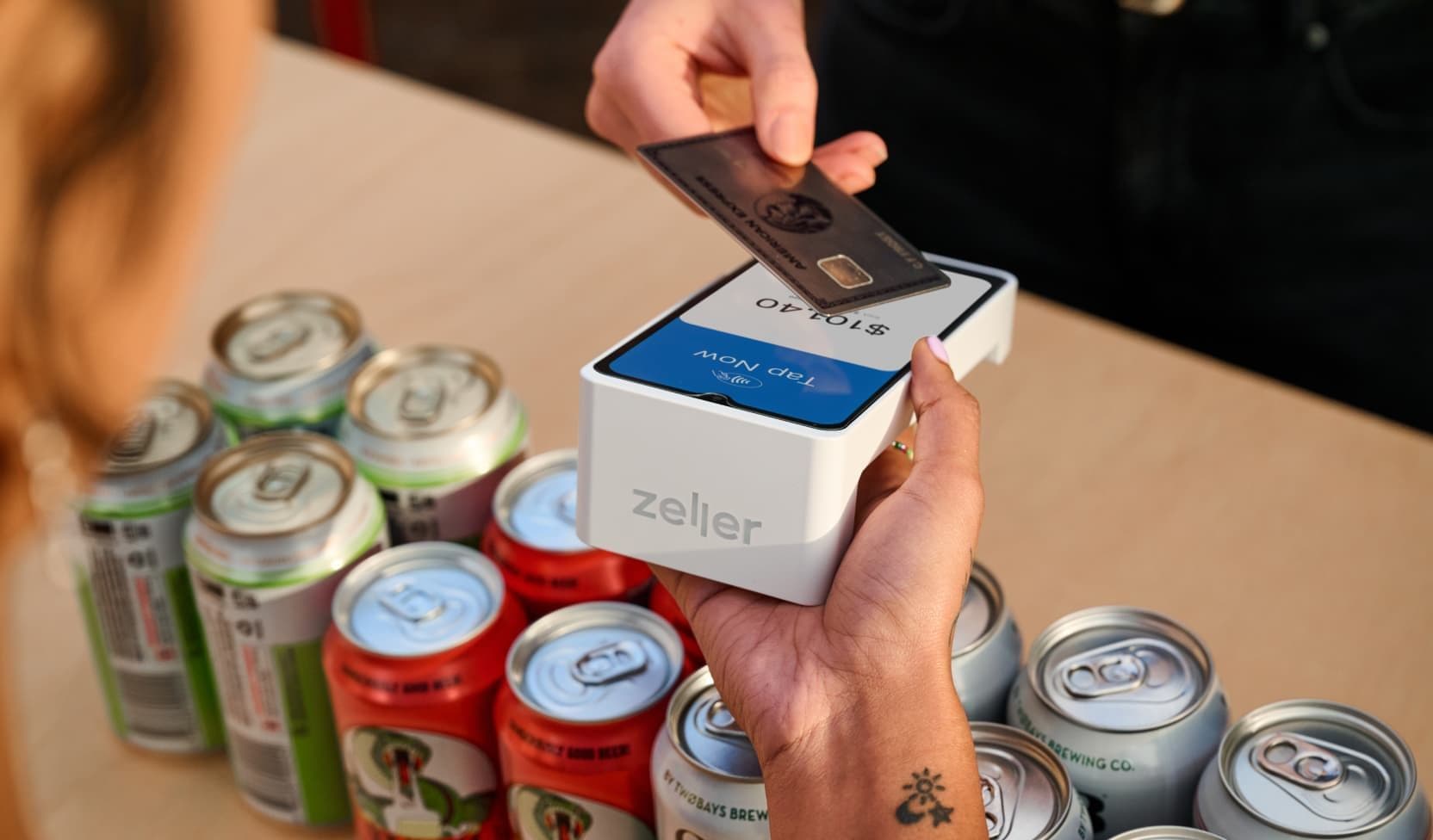 Zeller - Amex tap on Terminal 2 in White, food truck, bar