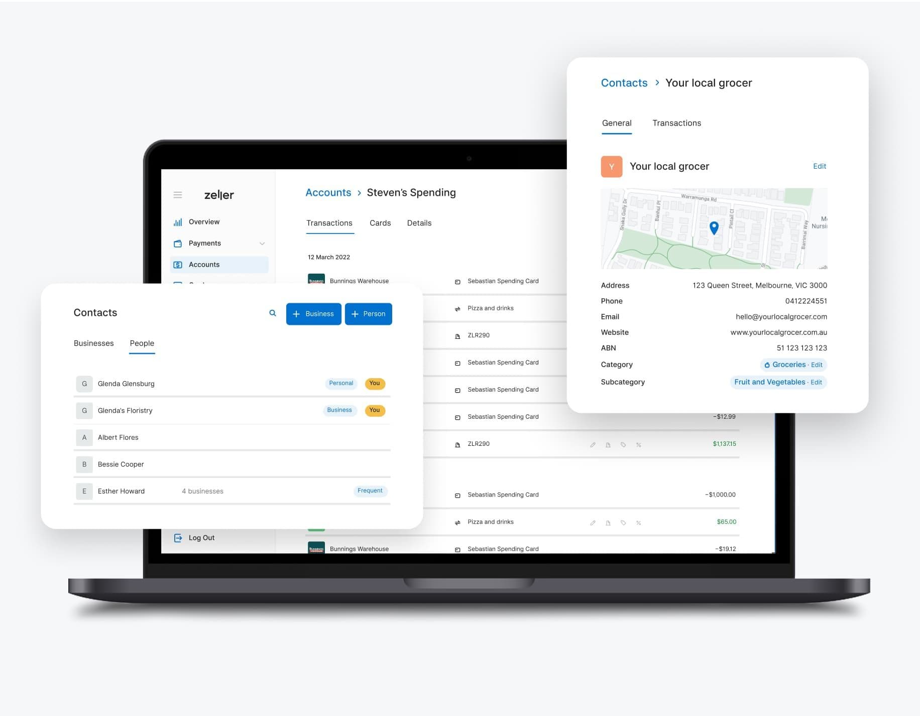 Zeller - Transaction Accounts, laptop