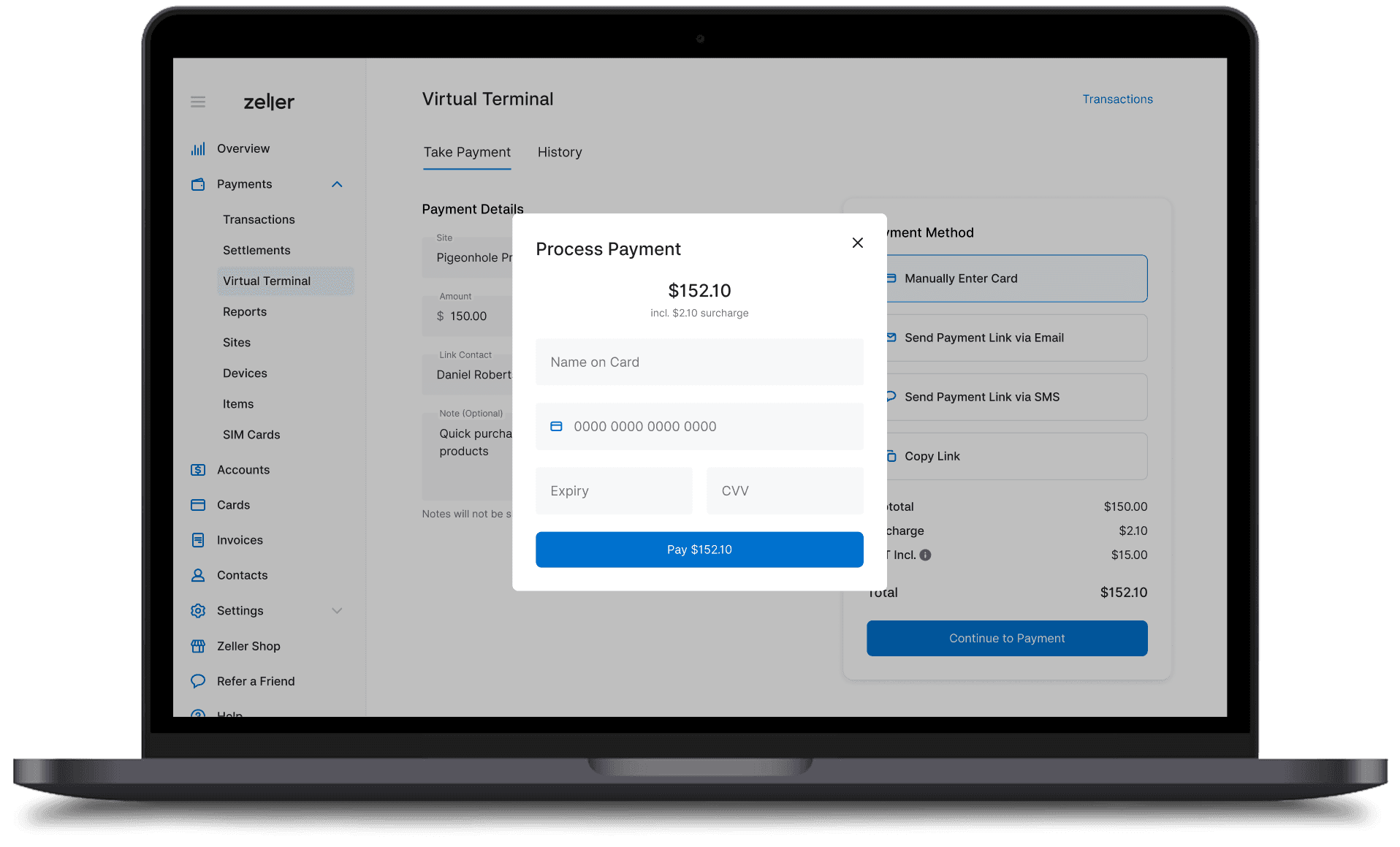 Zeller - Virtual Terminal - Process Payment