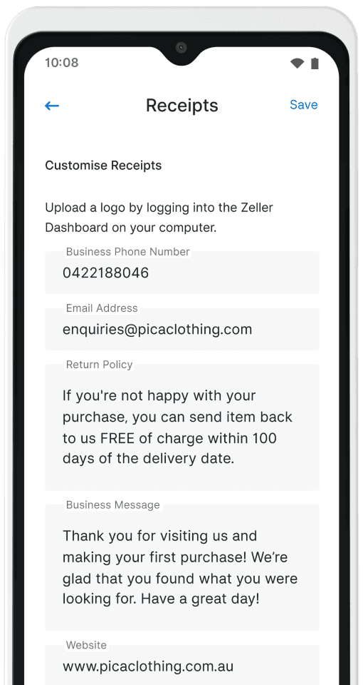 Zeller - Digital Receipts - Receipt Preferences