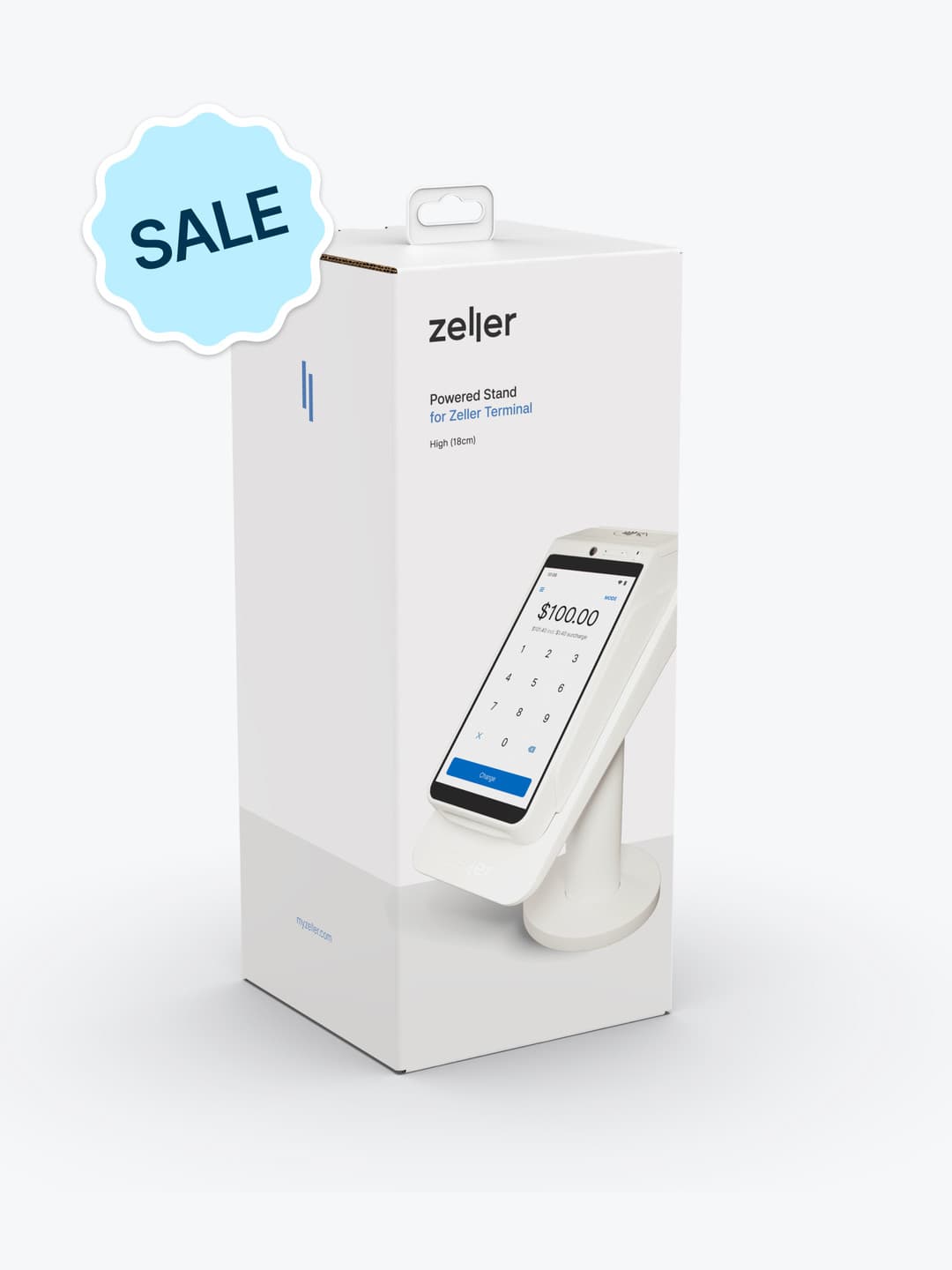 Zeller Powered Stand for Zeller Terminal in White High