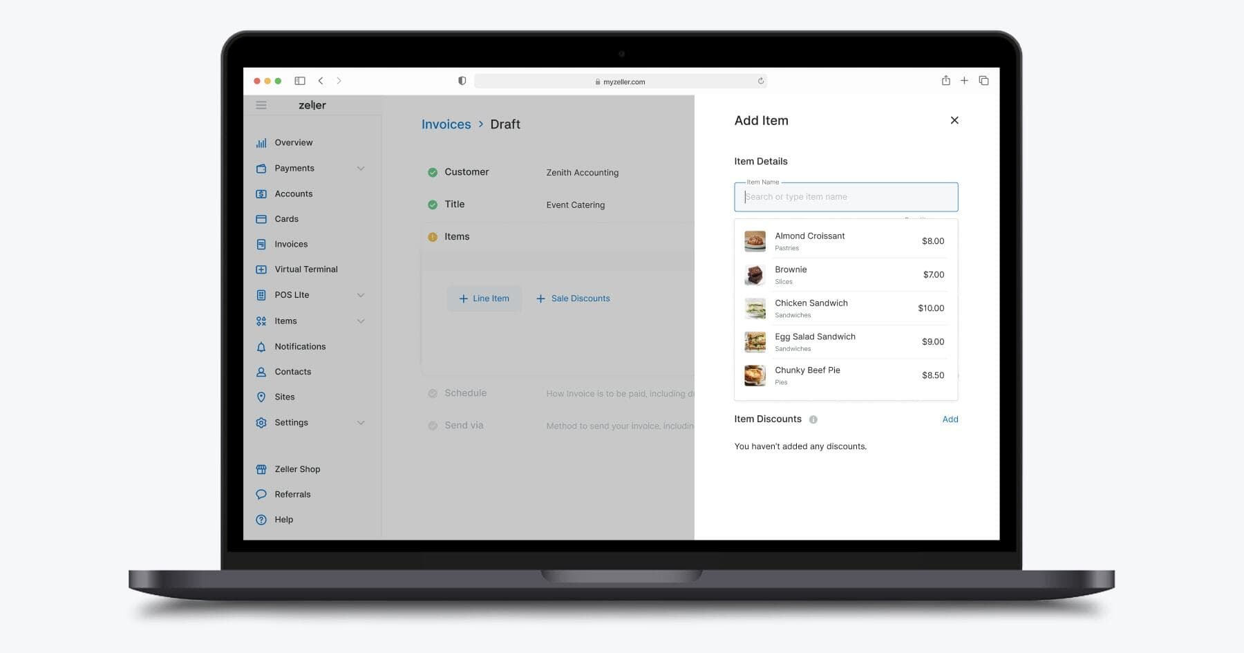 Zeller Invoices on desktop computer